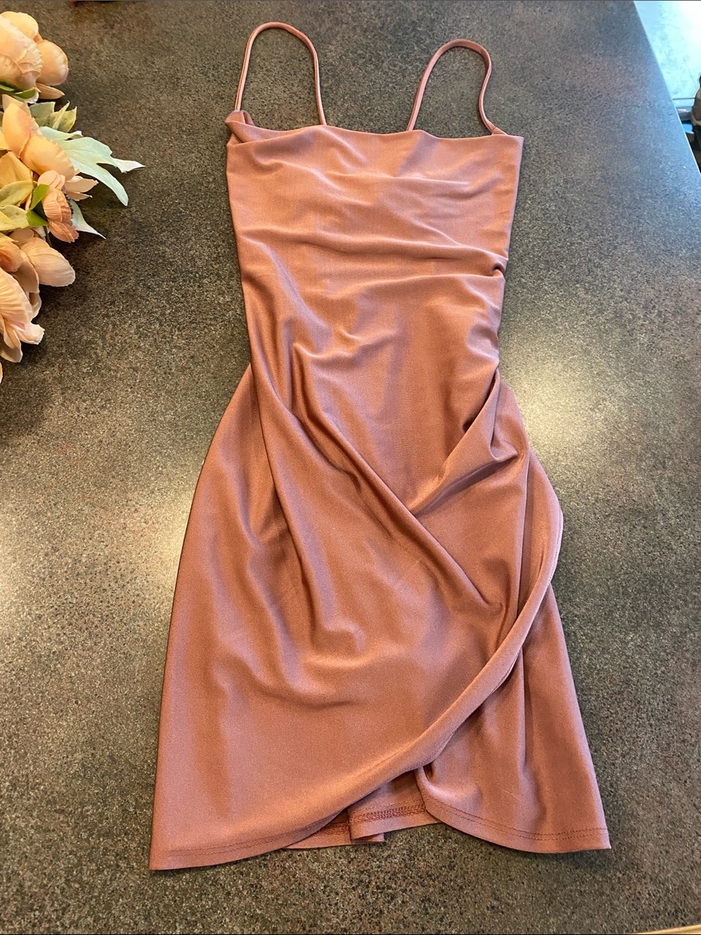 Spaghetti Strap Slip Dress in Mauve